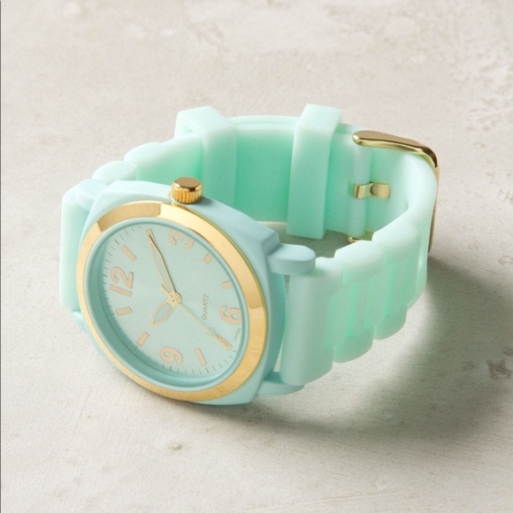 Anthropologie Accessories - Anthropologie Teal and Gold Watch